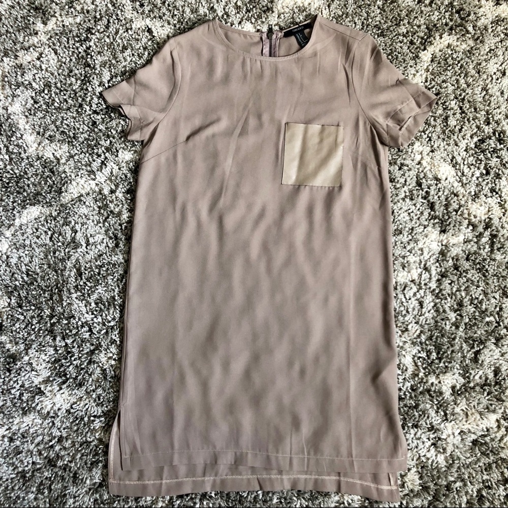 Forever 21 Faux Leather Pocket Tee Shirt Dress